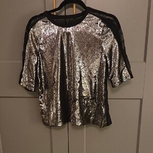 Glamorous Sequin Black and Silver Blouse